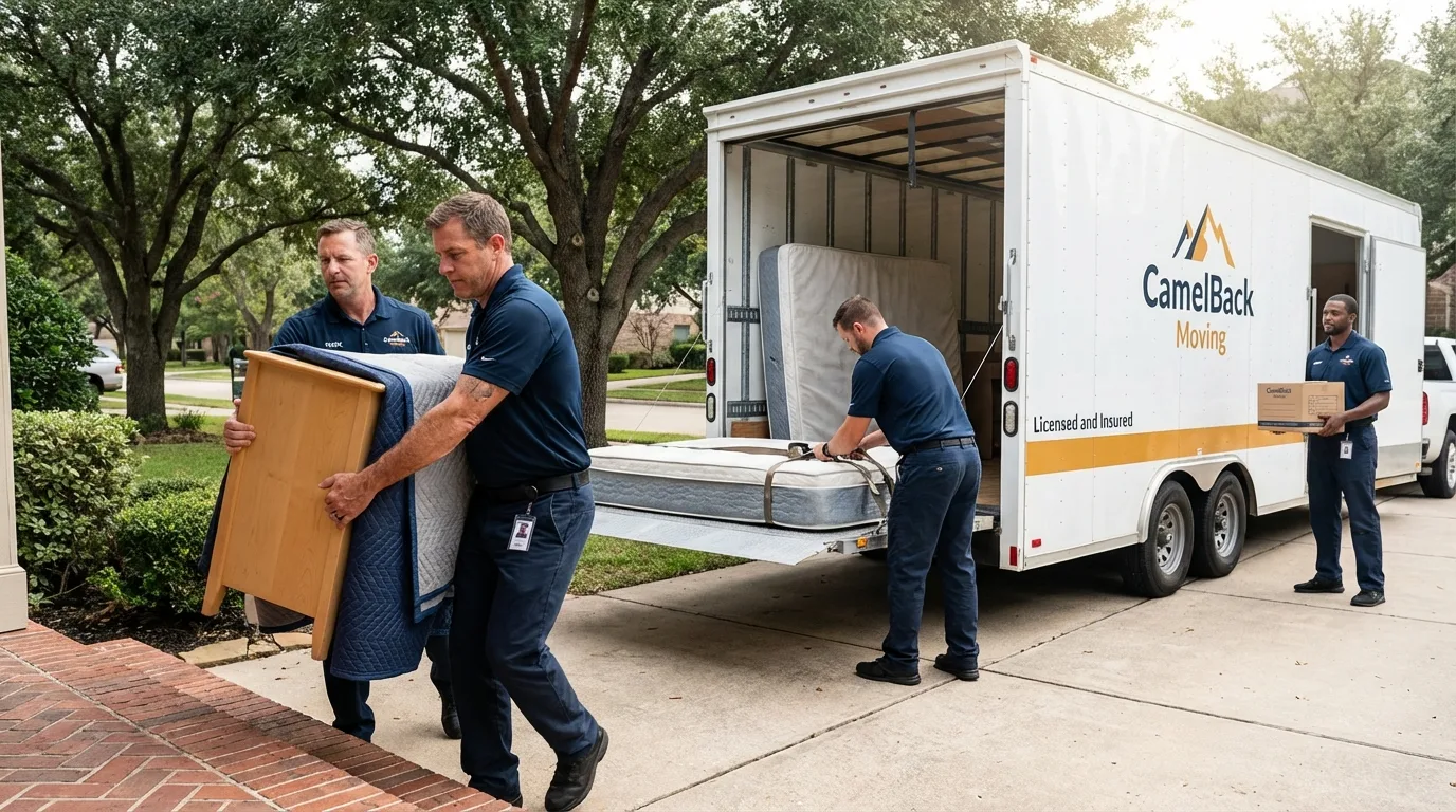 Crew loading residential truck for cross-state move from Creede, CO